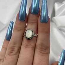 Load image into Gallery viewer, Size 9 Sterling Silver Faceted Moonstone Ring
