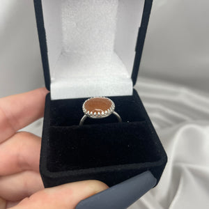 Size 6.5 Peach Moonstone Sterling Silver Ring