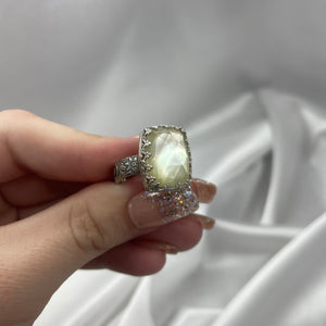 Size 8 Sterling Silver and Mother of Pearl Doublet Ring