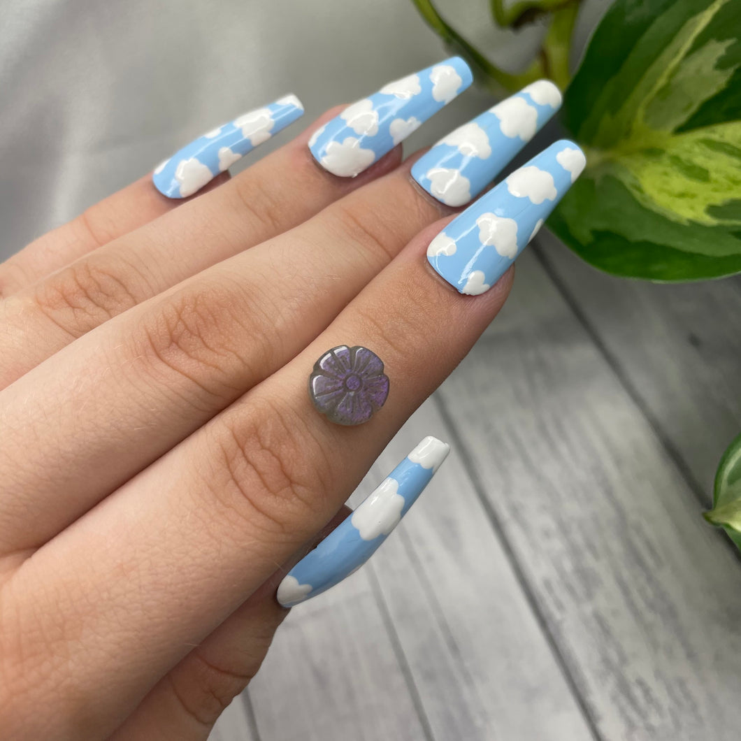 Custom Size Sterling Silver Purple Labradorite Flower Ring “#3”