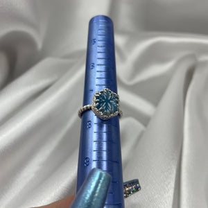 Size 7.5 Sterling Silver Aquamarine Snowflake Ring #4