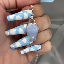 Load image into Gallery viewer, 925 Sterling Silver Blue Lace Agate Coffin Necklace
