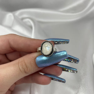Size 5.5 Sterling Silver Faceted Moonstone Ring