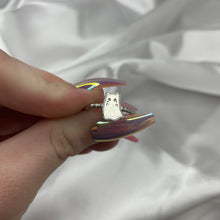 Load image into Gallery viewer, Size 8 Sterling Silver Cat Ghost Ring
