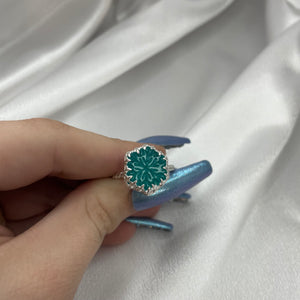 Size 9 Sterling Silver Gel Amazonite Snowflake Ring