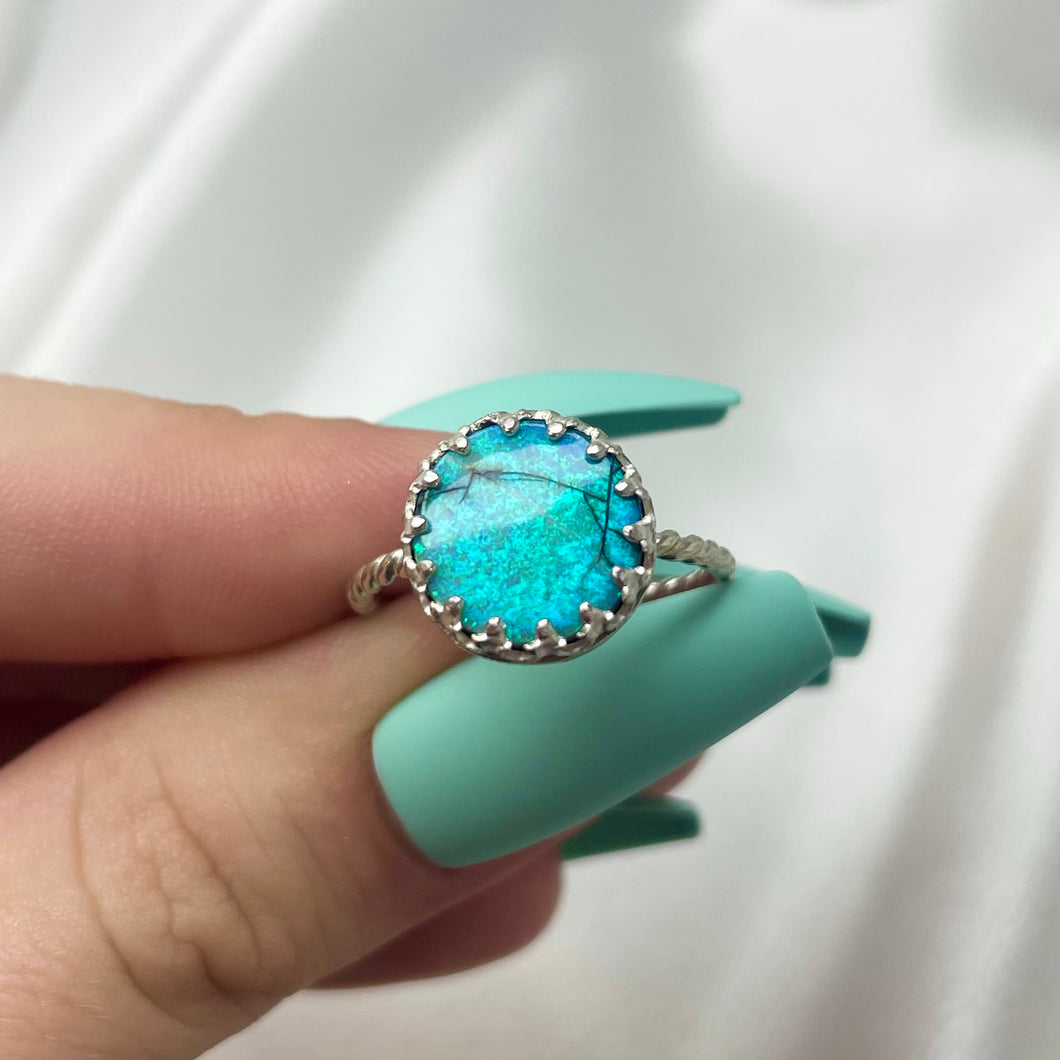 Size 8 Sterling Silver Monarch Opal Ring