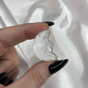 (1) Clear Quartz Moon with Face
