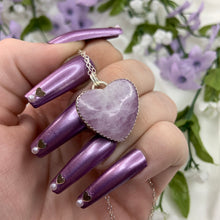 Load image into Gallery viewer, “Orchid” 925 Sterling Silver Kunzite Heart Necklace
