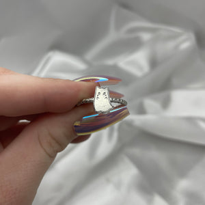 Size 9 Sterling Silver Cat Ghost Ring