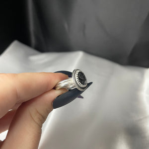 Size 5 Black Tourmaline Rutile Quartz and Sterling Silver Ring