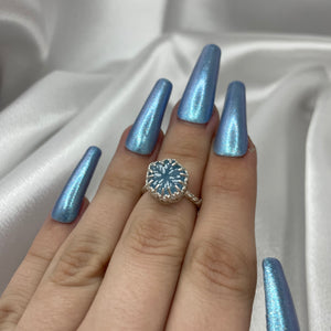 Size 4.5 Sterling Silver Aquamarine Snowflake Ring #7