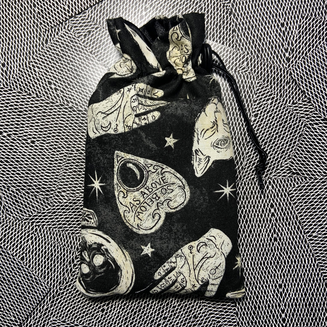 Witchy Mix Print Tarot Card Drawstring Bag
