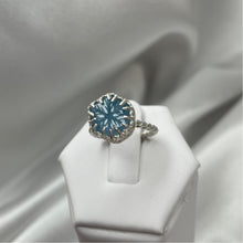 Load image into Gallery viewer, Size 4.5 Sterling Silver Aquamarine Snowflake Ring #7
