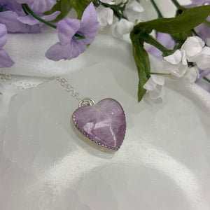 “Orchid” 925 Sterling Silver Kunzite Heart Necklace