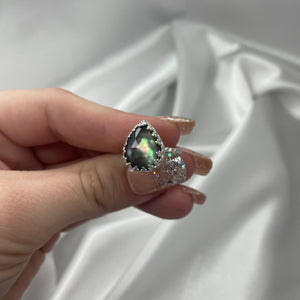 Size 6 Sterling Silver and Tahitian Mother of Pearl Doublet Ring