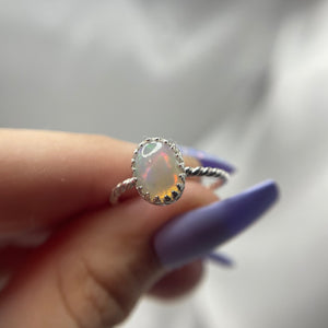 S 8 Sterling Silver Ethiopian Opal Ring