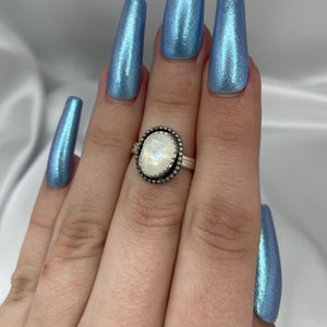 Size 5.5 Sterling Silver Faceted Moonstone Ring
