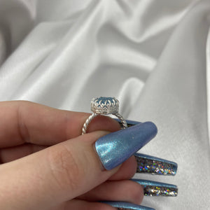 Size 6.75 Sterling Silver Aquamarine Snowflake Ring #6