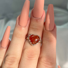 Load image into Gallery viewer, Size 6.75 Sterling Silver Sunstone Heart Ring
