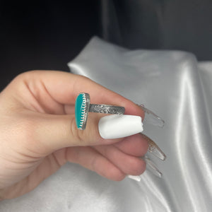 Size 9.5 Gel Amazonite and Sterling Silver Coffin Ring