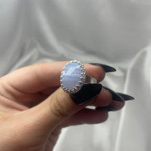 Load image into Gallery viewer, S 7.5 Sterling Silver and Blue Lace Agate Ring
