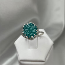 Load image into Gallery viewer, Size 9 Sterling Silver Gel Amazonite Snowflake Ring
