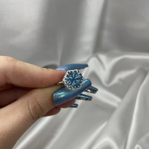 Size 7 Sterling Silver Aquamarine Snowflake Ring #2